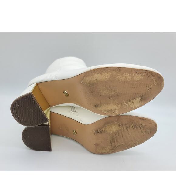 XOXO Womens 6.5M White Mixed Media Gold Heel Kahana Toe Block Heel Booties - Picture 8 of 10